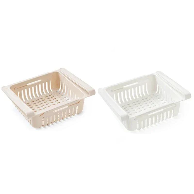 4pcs Retractable Fridge Food Organizer Kitchen Organizer Refrigerator Storage Rack Fridge Freezer Shelf Storage Drawer Container