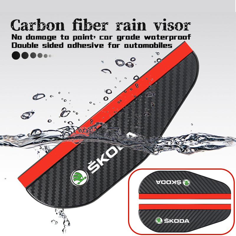 2PCS Car Rearview Mirror Rain Eyebrow Sticker Auto Accessories For Skoda S Kodiaq Octavia 2 3 Yeti Karoq Rapid Fabia VII VRS yan377