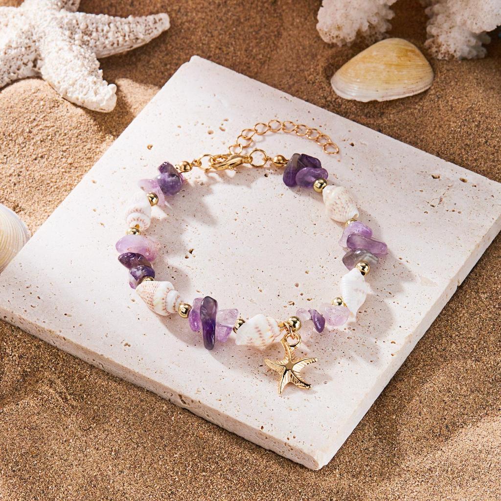 Bohemian Ocean Starfish & Seashell Bracelet for Women: High-End Dopamine Design