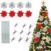 10Pcs 20cm Christmas Flower Spring Clips Mini Metal Clips Elastic Stainless Flower Ornament Fixed Hair Clips Fake Flower Poles
