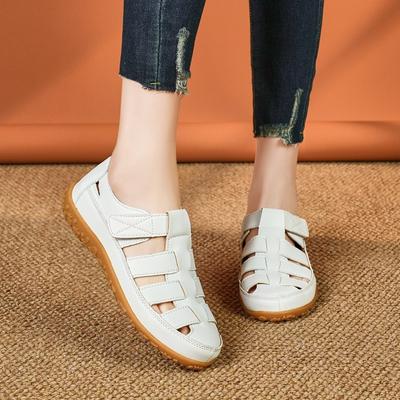 Large Size Sandals Spring Hollow Out Pit Hole Women's Shoes Thick Bottom Waterproof Mom Shoes Flat Bottom Beach Sandals