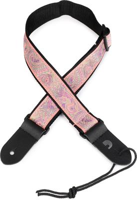 Ukulele Strap Jacquard Ukulele Strap Paisley Pattern 15UKE03 D'Addario Pink/Green []