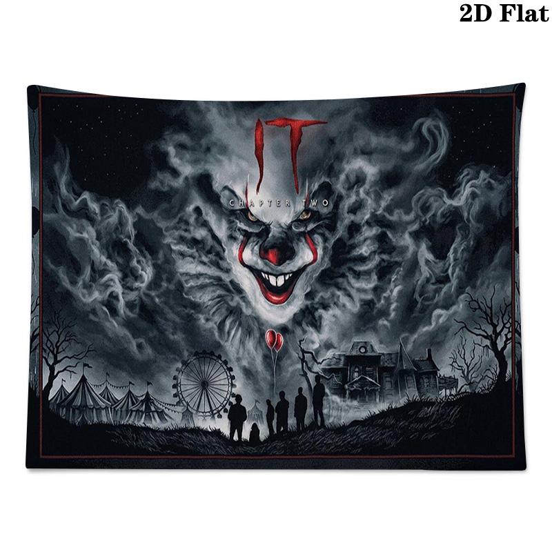 It Clown Wall Tapestry Aesthetic Wall Hanging Printed Fabric Blanket Decorative Tapestries for Bedroom Living Room Home Decor