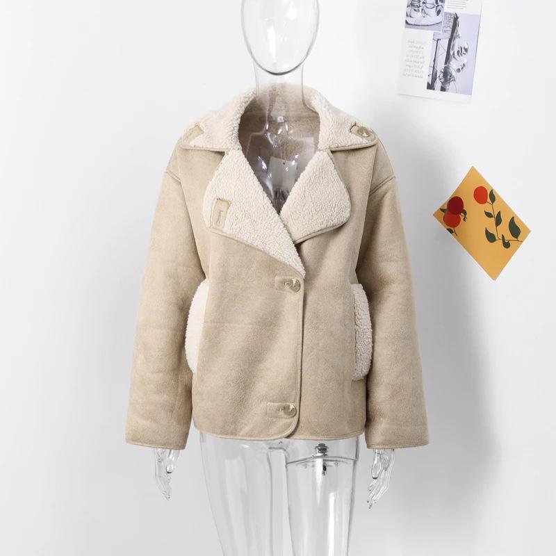 

Жіноча осінньо-зимова вільна бавовняна куртка з хутряною обробкою Small брудно-білий