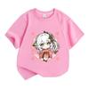 Kids Boys Girls Casual Short Sleeve O-neck 100% Cotton T-shirt Cute Chibi Nahida In Kimono Print Soft Breathable Tees For Spring Summer Daily Wear Gif