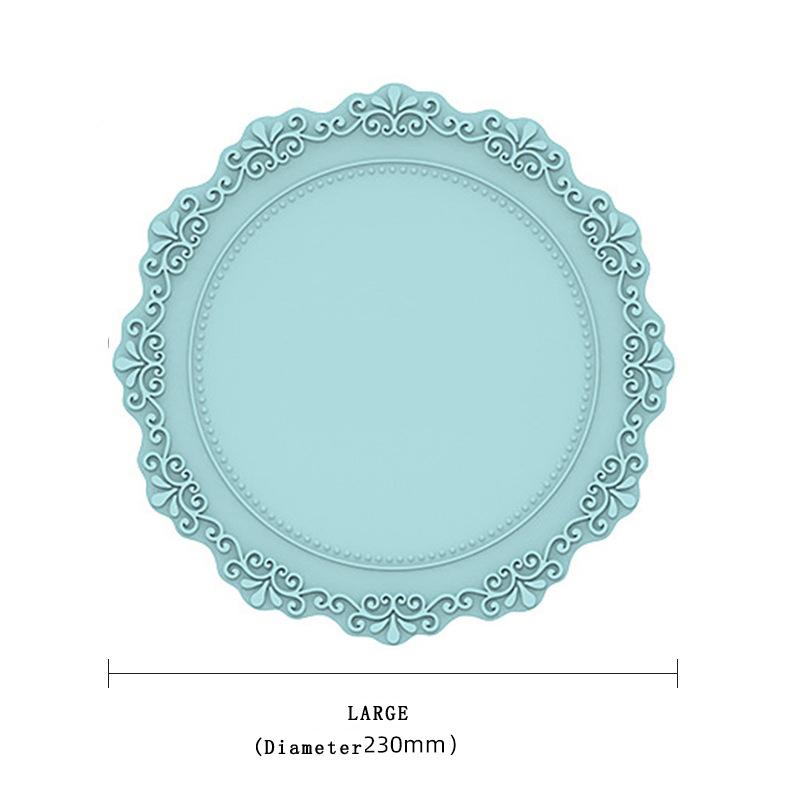 European Lace Silicone Table Mat Retro Embossed Heat Insulation Thickened Round Anti-Skidding Pad Kitchen Waterproof Placemat