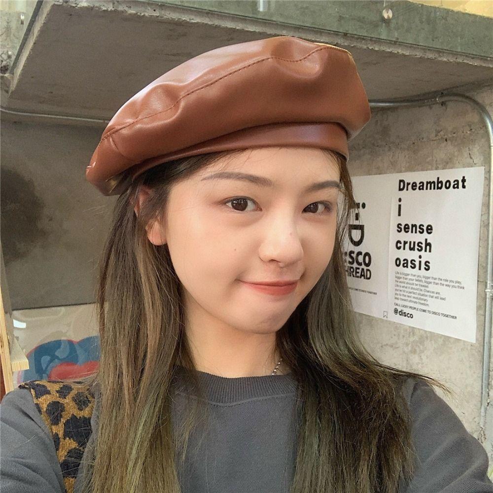 Y2K Painter Hat Solid Color Flat Top Retro Artist Hat  Travel