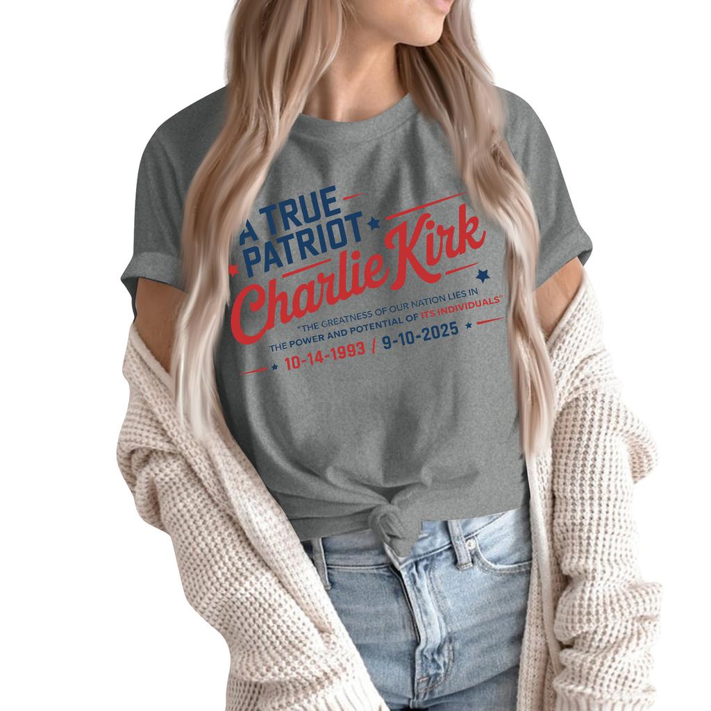 Women's Fashion Casual Printed Short Sleeve Round Neck Pullover Tops