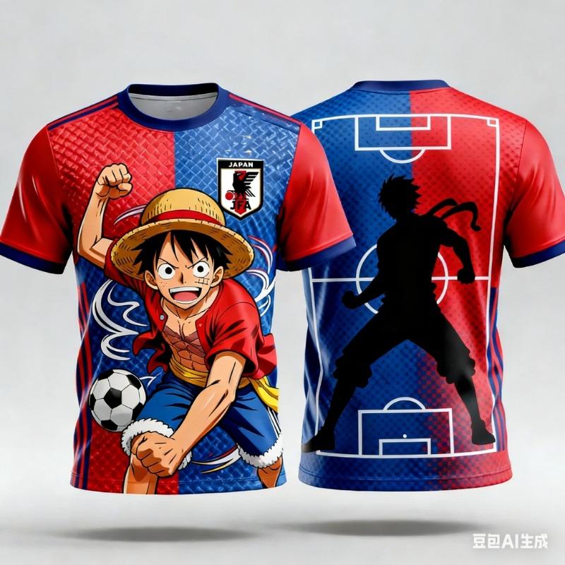 Summer Special Edition Luffy Football Jersey - Japanese Anime "One Piece" Quick-drying and Breathable Men's Sports T-shirt