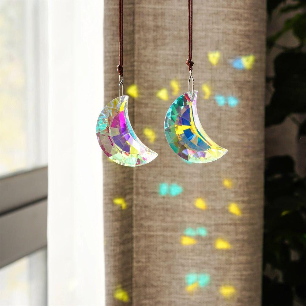 50mm Rainbow Maker Half Moon Glass Prism Suncatcher Crystal Prisms  Sunlight Collection