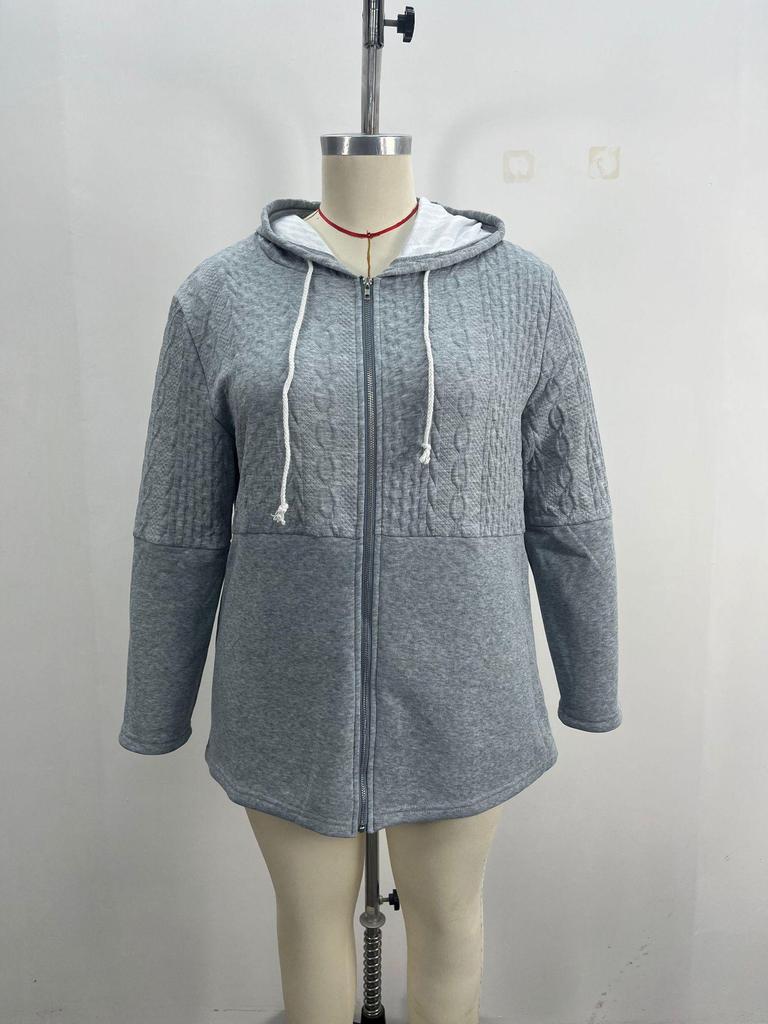 EU & US Style Women's Wave Patchwork Hoodie - Casual Loose Fit, Solid Color, Spring/Autumn.