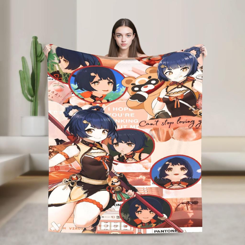 Genshin Impact Diluc Game  Flannel Blankets  Soft Throw Blanket for Outdoor Picnic Novelty Bedspread Sofa Bed Cover