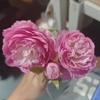 Artificial Peony with Stem 3 Head Realistic Fake Flower Wedding Home Office