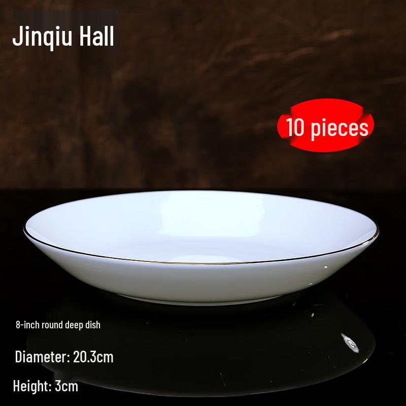 Jingdezhen Bone China Gold Rim Dinner Plates (Set of 10)