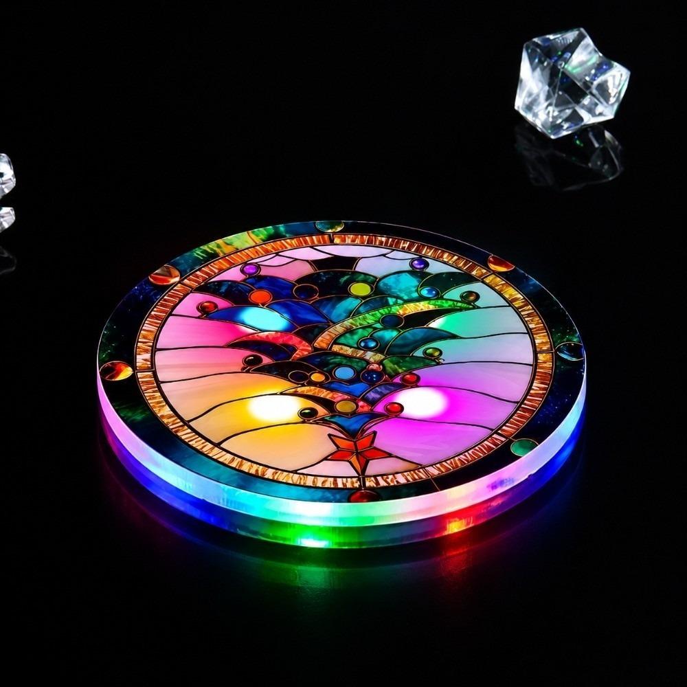 Round Shape LED Glowing Coaster Colorful Drink Pad Lightweight Christmas Acrylic Coaster  Bar Party
