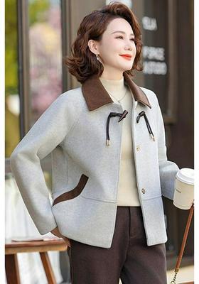 Mom's French-Style Woolen Coat - Elegant and Slimming for Spring/Autumn