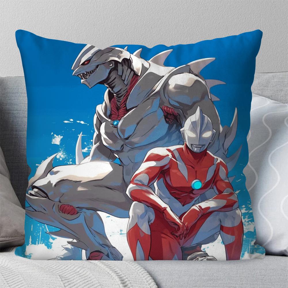 U-Ultraman Animated Hero Pillow Case Square Pillow Bedroom Sofa Leisure Comfort Cushion Car Living Room Home Decoration 40X40