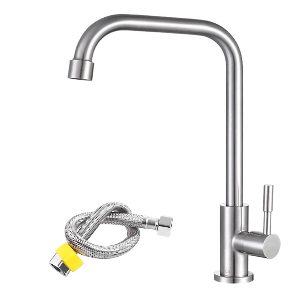 

SUS304 Stainless Steel Kitchen Sink Single Lever 50cm Installation Hose Aerated Water Flow Type Faucet, Faucet, Single-Hole Faucet, 360-Degree