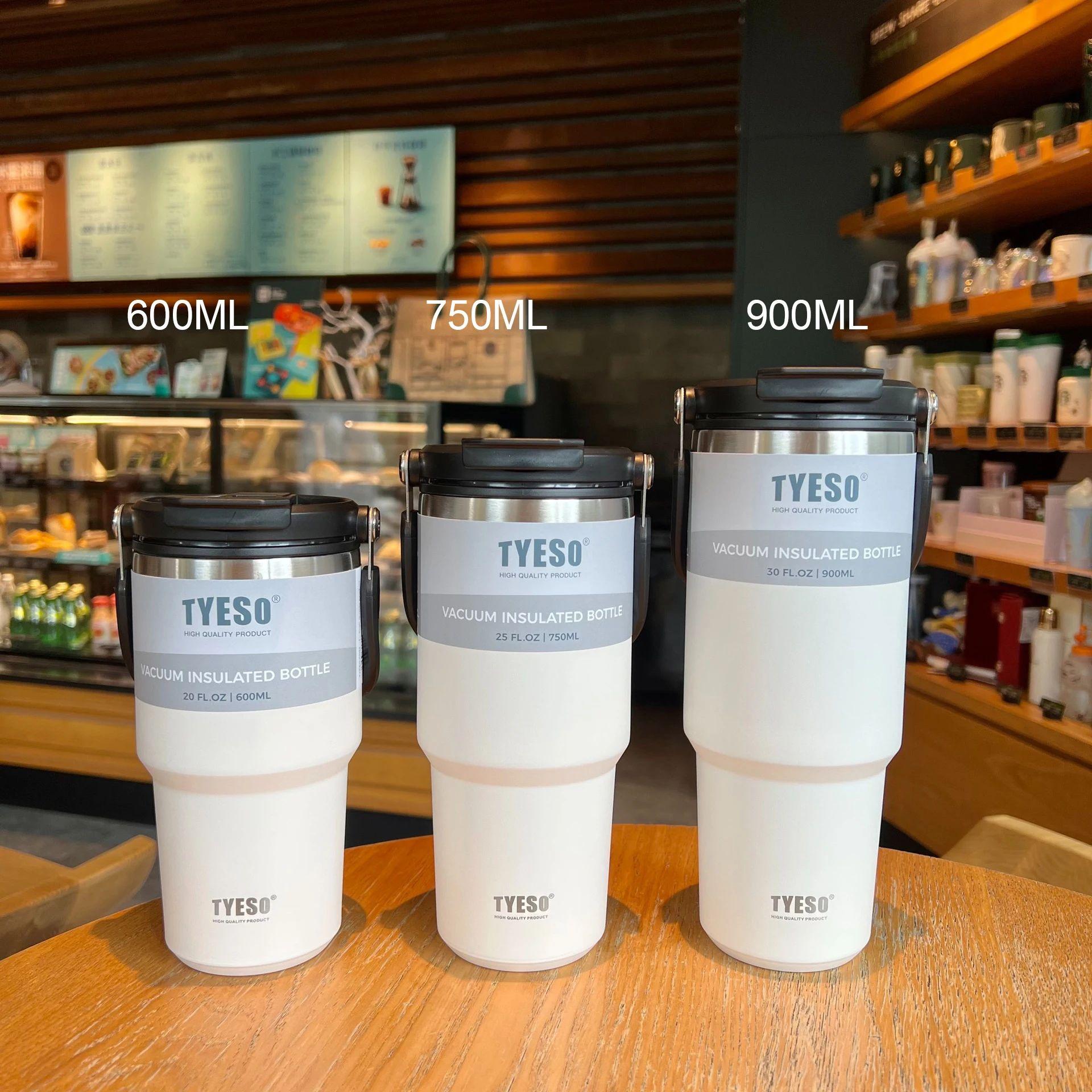 

Tyeso Small Fresh Large-Capacity Stainless Steel New Double-Layer Insulated Cooling Coffee Portable Ice Cream Cup 600ml білий