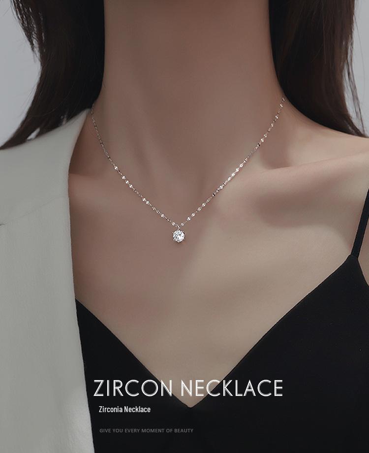 Korean Style Diamond Zirconia Clavicle Necklace for Women - Retro Fashion, Simple & Trendy Ornaments