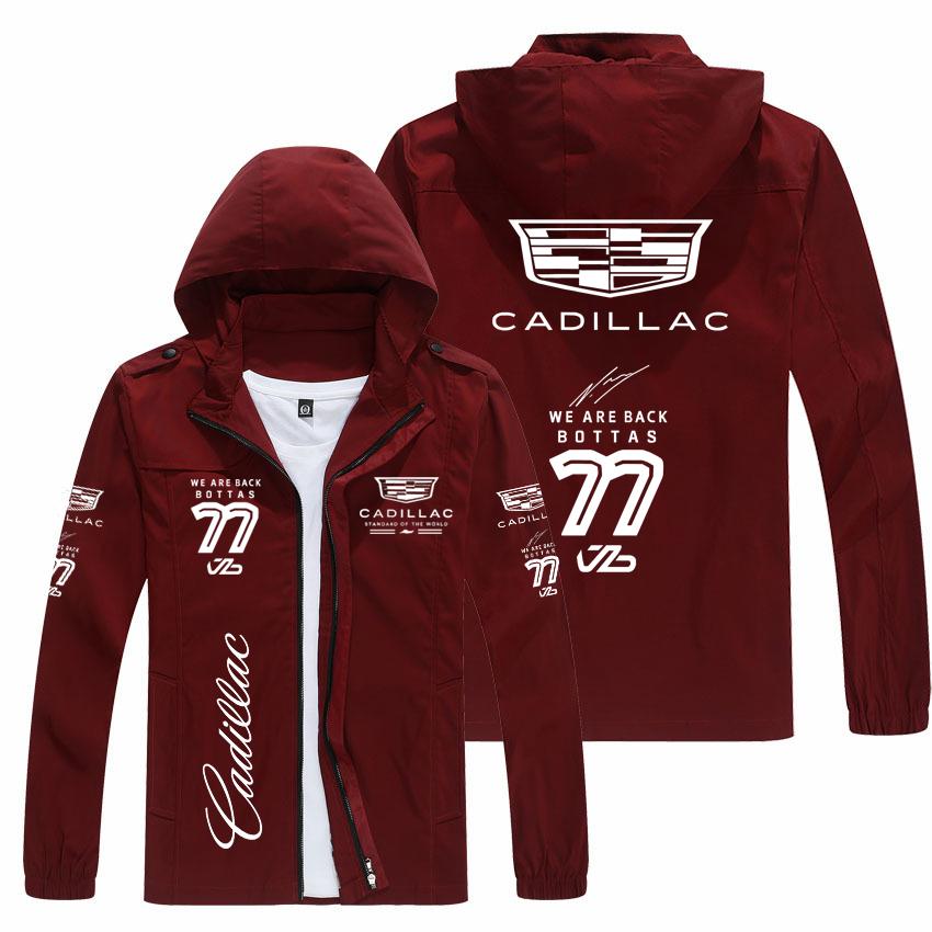 New Cadillac Hooded Parka Cycling Racing Team Jacket Men's Breathable Windproof Reflective Outerwear for Bikers AGW1