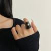 Geometric Exaggerated Ring Minority Design Chunky Enamel Ring Parrot Drip Oil Ring  Decoration