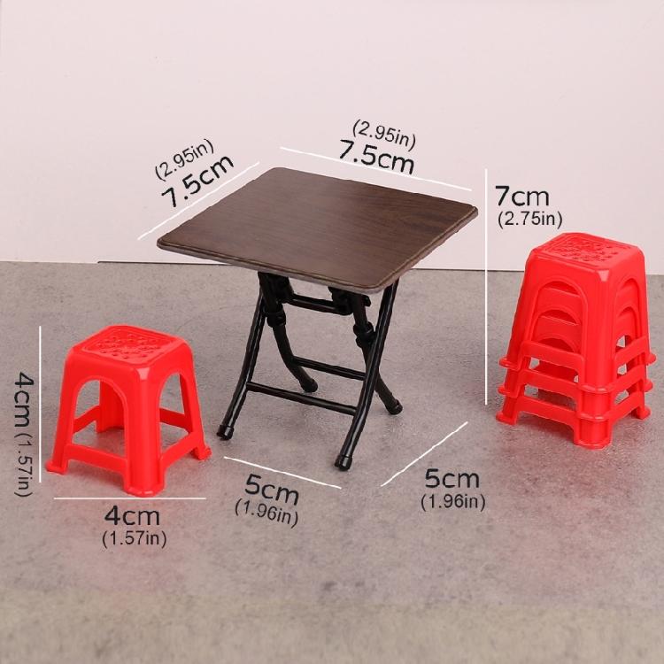 1/12 Scale Doll House Furniture Foldable Dining Tables 8 Stools Restaurant Scene Setting Accessories for Kids Craft Model