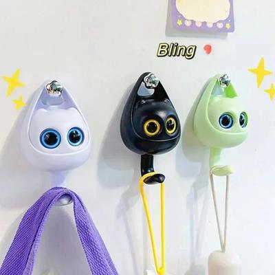 Winking Cat Wall Hooks Adhesive Waterproof Coat Hangers No Drill Required For Living Room Bedroom Home Organization