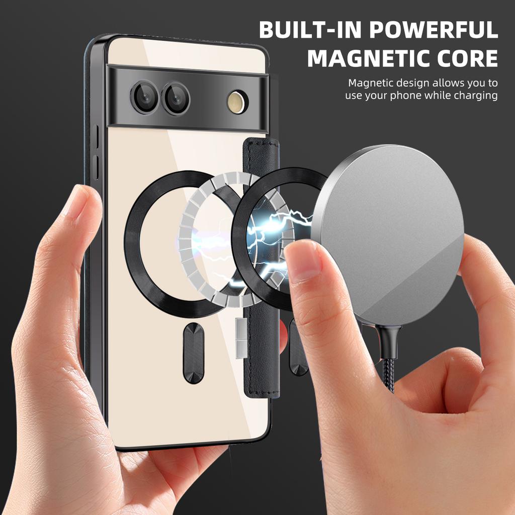 For Google Pixel 7a Magnetic Case Card Holder Leather Phone Cover