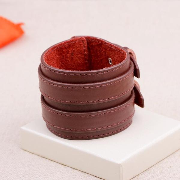 Fashion Male Leather Bracelet Friendship Big Wide Bracelet for Women Men High Quality Buckle Adjustable Bracelet Vintage Punk Jewelry Gifts