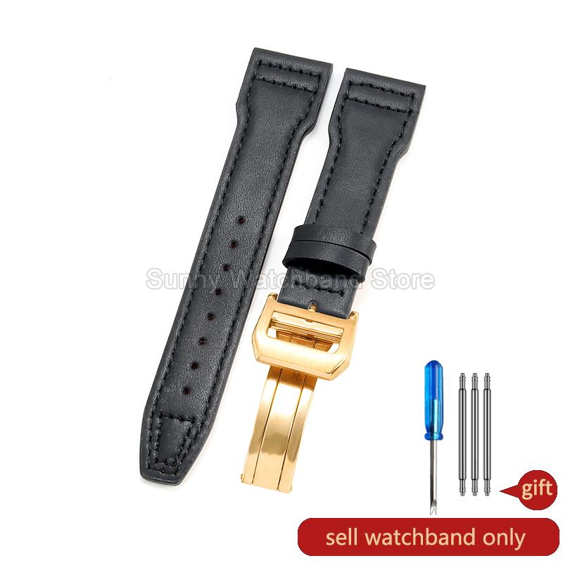 Coffee Black 20 21 22mm for IWC Portofino Le Petit Prince Portugieser Cowhide Watch Band Special Interface Needle Buckle Durable