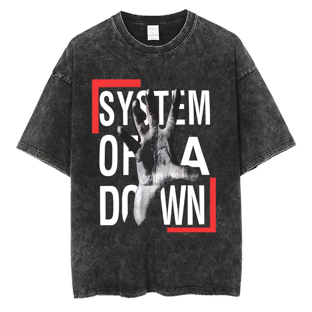 System of A Down Toxicity Album Graphic Washed Tshirt Men Women Rock Oversized T Shirts Male Vintage Alternative Metal Tshirts