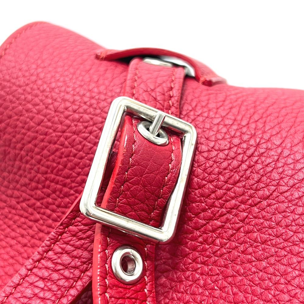 CELINE big bag bucket nano 2WAY Hand Bag Shoulder Bag Leather Red/SilverHardware