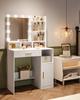 Hzuaneri Dressing Table with Mirror and 10 LED Lights, Vanity Unit with 3 Shelves & 4 Open Compartments, with Large Drawer