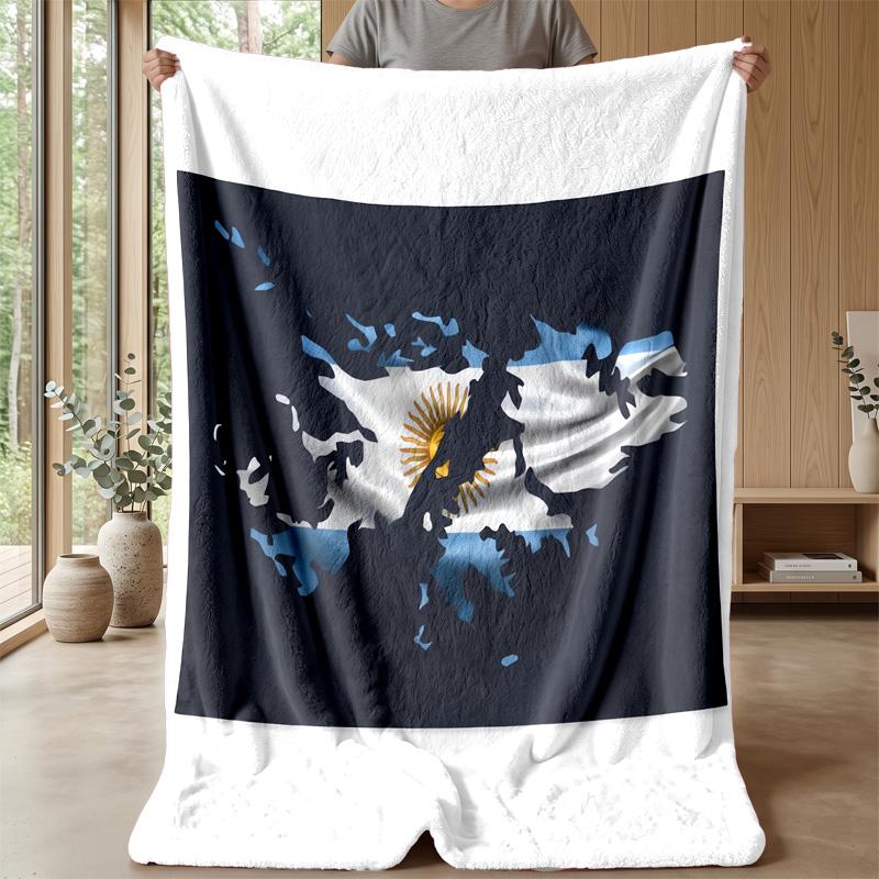 Argentinische Nationalmannschaft Thema Decke Weiche Flanelldecke Plüsch Überwurfdecke Gemütliche Sofa Bettdecke für Heimdeko