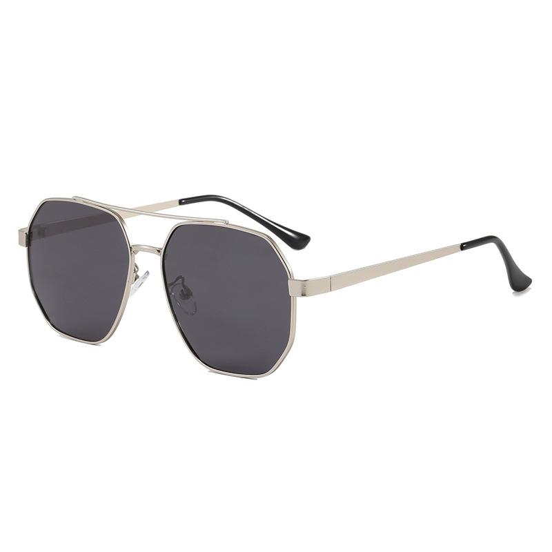 Retro metal large frame men's double beam polarized sunglasses driver driving sunshade sunglasses fishing glasses toad glasses