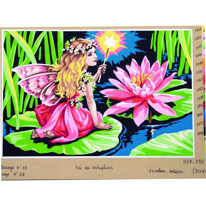 Canevas antique Fée des nénuphars 40x50cm
