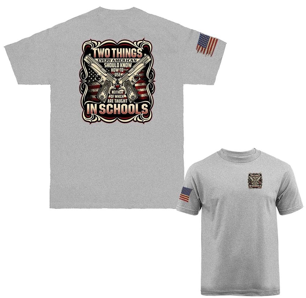 Two Things 2nd Amendment Gun Military Veteran Patriotic US Flag T-shirt Unisex T-Shirt L