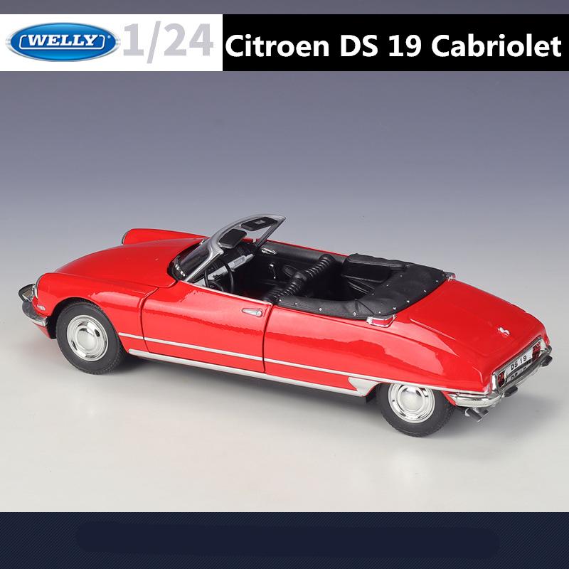Welly 1/24 Citroen DS19 Cabriolet Alloy Luxy Car Model Diecast Metal Classic Retro Car Sports Vehicle Model Simulation Kids Gift
