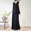 Women's Plus Size 2-Piece Set, Linen-cotton Sleeveless Button Top & Wide Leg Pants (XL-7XL)