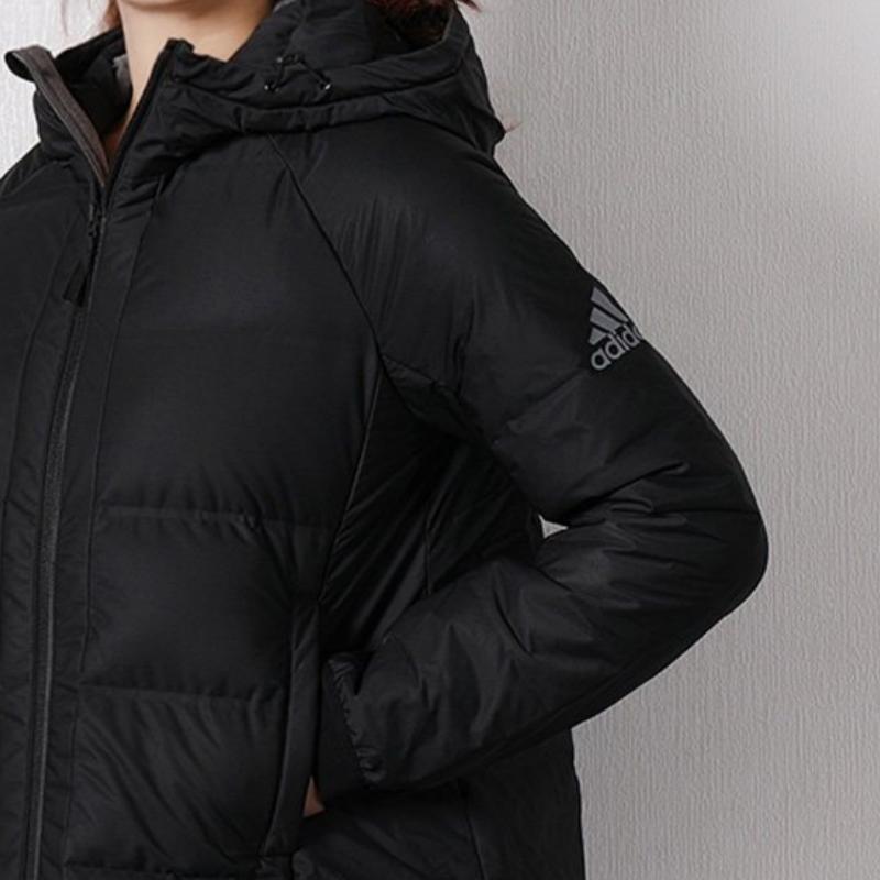 Adidas Hooded Windproof Warm Long Sleeve Down Jacket Women Jacket Black DM1962