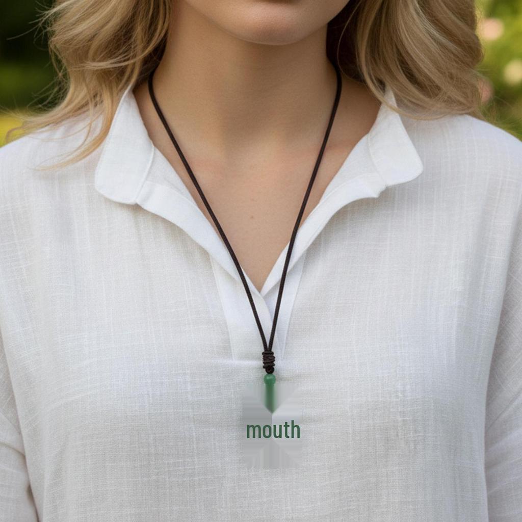 Ethnic Green Dongling Pendant Necklace - Women's Chinese Woven Rope Sweater Chain