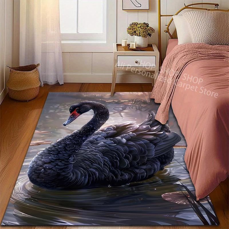 

6 Styles Black Swan Pattern Carpet for Living Room Bedroom Sofa Home Decor Non-slip Floor Mat Large Size Luxury Gift 40x60cm