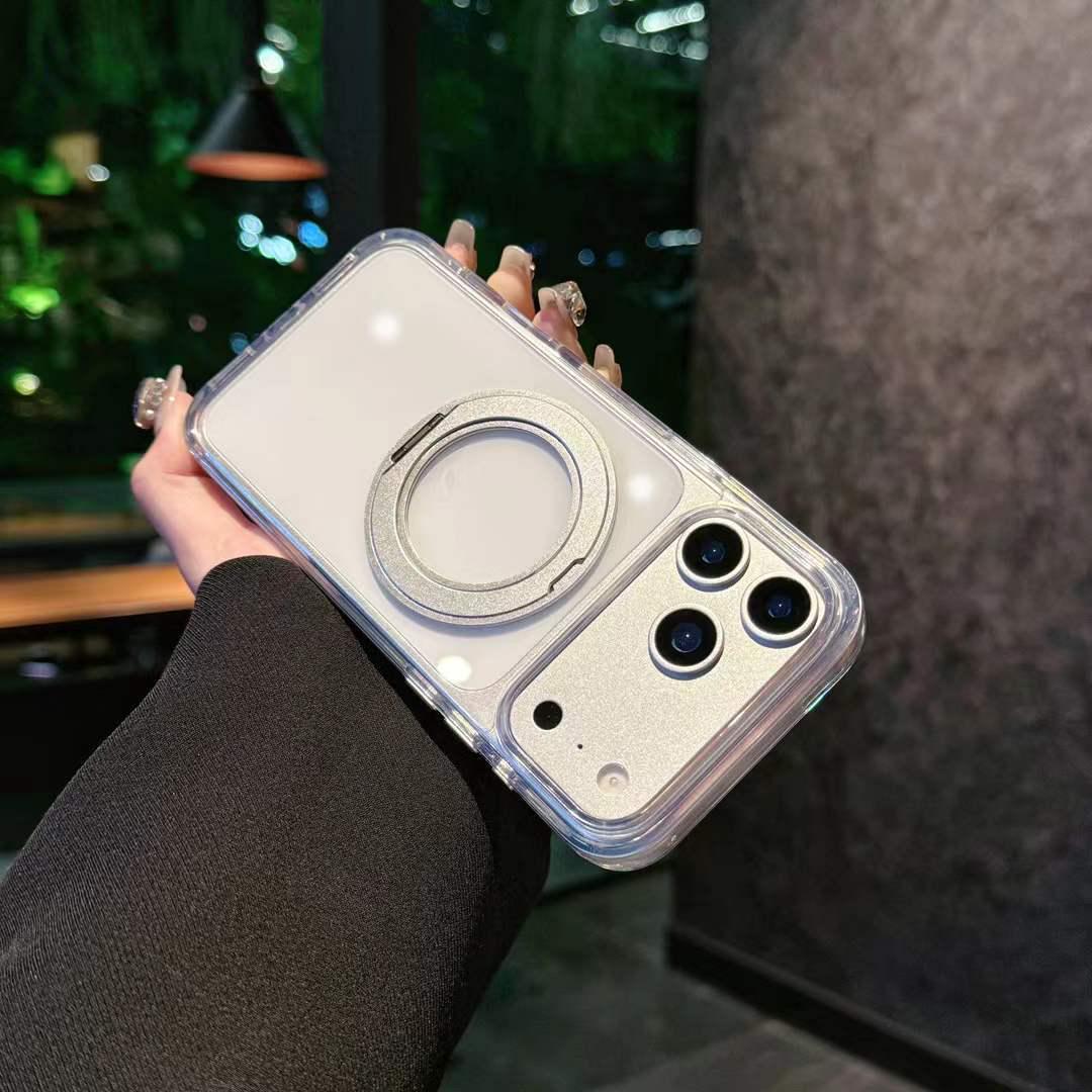 

High-Transparency 360° Magnetic Metal Bracket Case for iPhone 17 Pro Max & Apple 16/15 Models iPhone 14