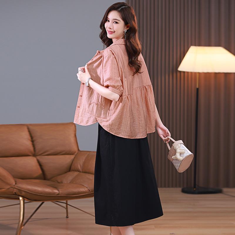 Elegant Petite Tencel Chiffon Top & Midi Skirt Set - Summer 2025