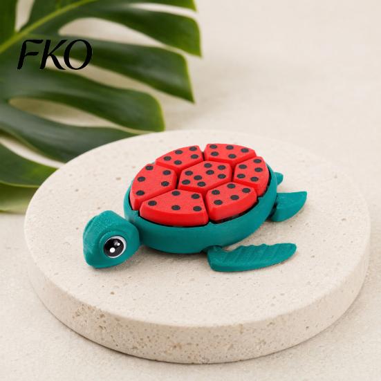Verstellbare Pose Figur 3D-gedruckte Wassermelonen-Schildkröte Fidget Toy mit beweglichen Gelenken, Drückbare Schalenknöpfe Stress Einzigartiges Entlastungsspielzeug, Kreatives Tier