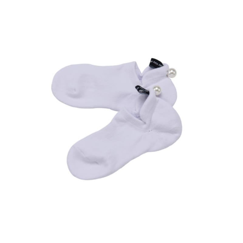 DOYOUKNOWMC ALL SEASON Pearl-embellished White Ankle Cushion Socks