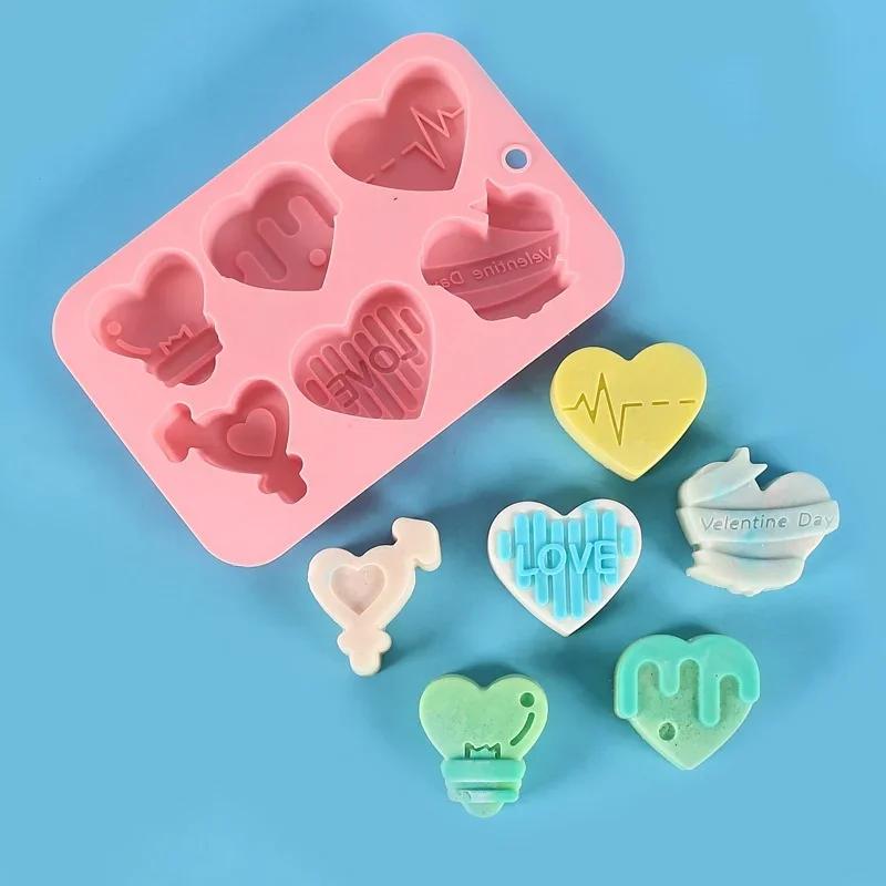 Angel Love Heart Shaped Silicone Chocolate Mold Cake Baking Tools Handmade Soap Candle Mould Valentine's Day Decorative Gift