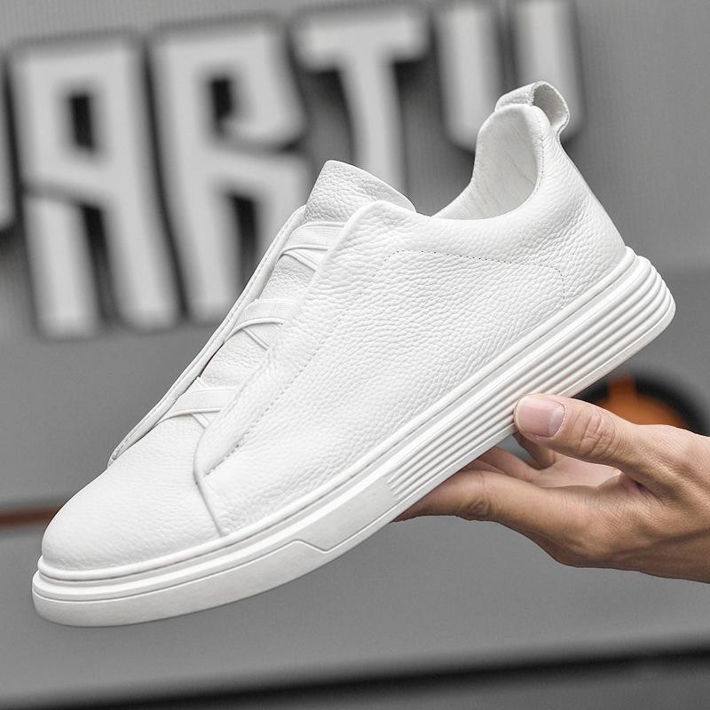 Popular Men's and Women's Flat-soled White Shoes In Europe, First-layer Cowhide Versatile Board Shoes, Comfortable Sports and Leisure Style Leather S