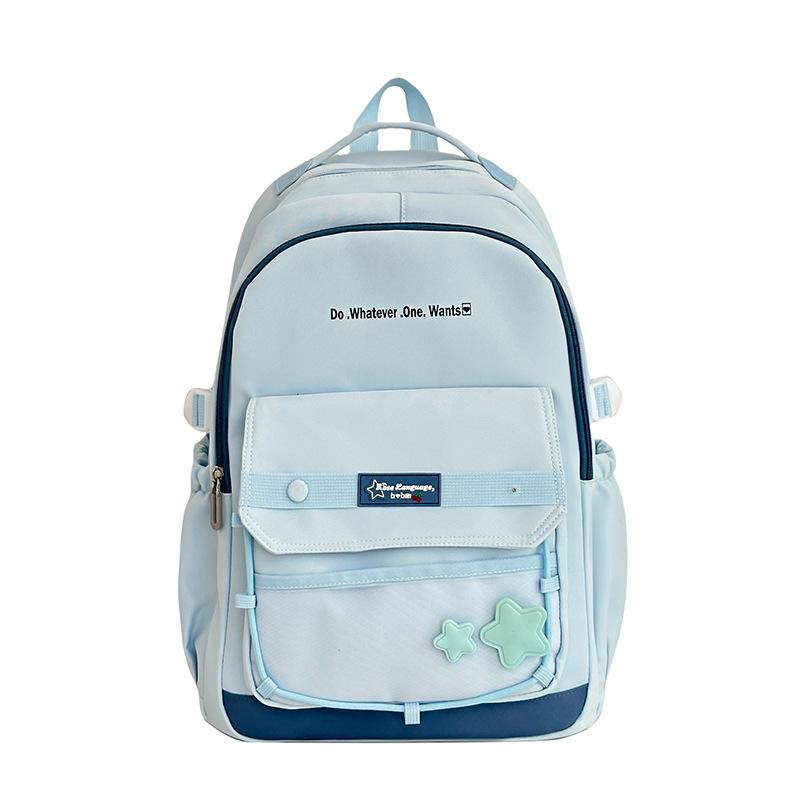 Large Capacity Simple Backpack for Women In Summer High-value Solid Color Korean College Style School Bag